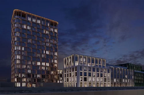 Фасады жилого комплекса на острове Балчуг