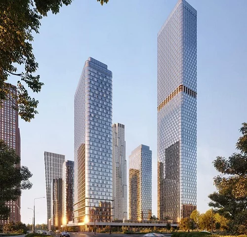 стеклянные башни высотой до 70 этажей